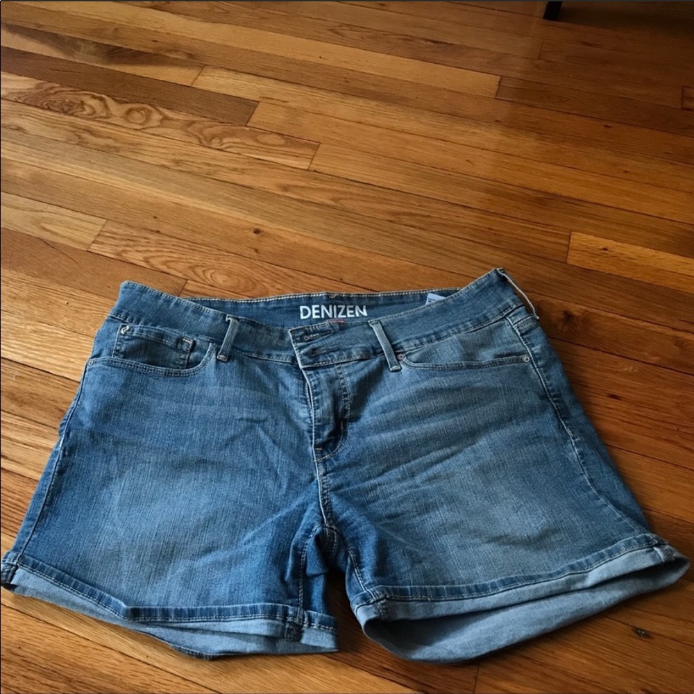 Mid length denim shorts